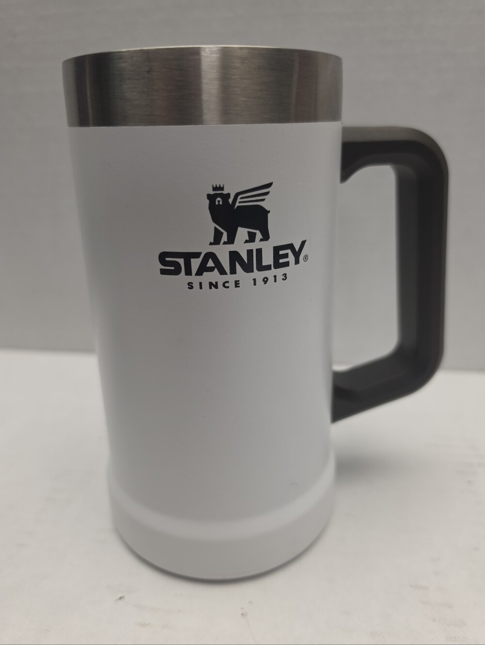 Stanley Adventure Big Grip Beer Stein 24 Oz Stainless Steel BPA Free White
